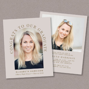 Budget Arch Photo Cream Graduation Party Invite