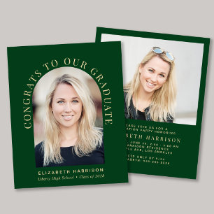 Budget Arch Photo Green Graduation Party Invite