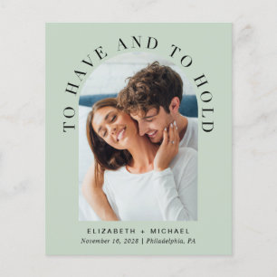Budget Arch Photo QR Code Sage Wedding Invitation