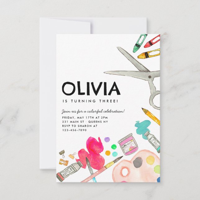 Budget Art Artist Paint Party Painting Birthday Card (Front)