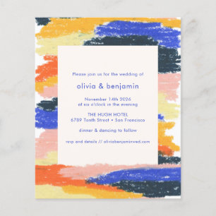 Budget Artsy Abstract Blue Fun Wedding Invitation