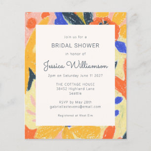 Budget Artsy Abstract Floral Bridal Shower Invite