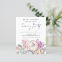 Budget Artsy Florals Wedding Evening Party Invite