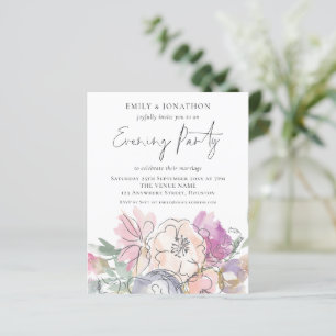 Budget Artsy Florals Wedding Evening Party Invite