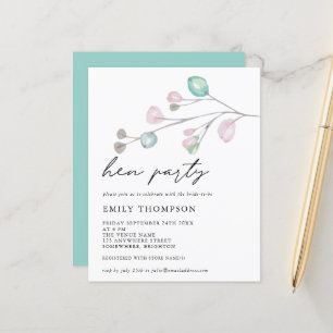 Budget Artsy Leaves Hen Party Invitation