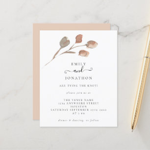 Budget Artsy Leaves Wedding Script Invitation