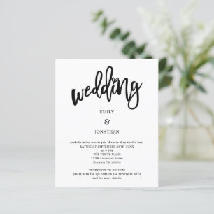 Budget Artsy Script QR Code Wedding Invitation