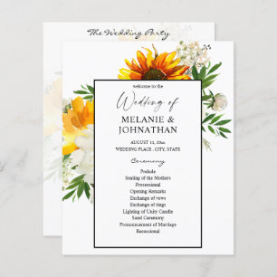 Budget Artsy Sunflower Floral Wedding Program