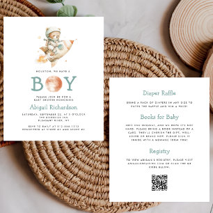 Budget Astronaut Bear QR Code Boy Baby Shower
