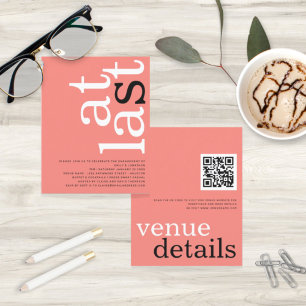 BUDGET At Last QR Code Coral Engagement Party