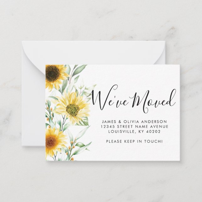 Budget Autumn Fall Sunflower We've Moved Moving Card (Front)
