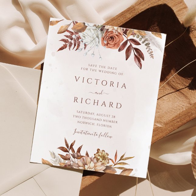 Budget Autumn Floral Botanical Save The Date (Creator Uploaded)