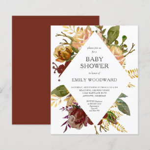 Budget Autumn Floral Frame Baby Shower Invitation