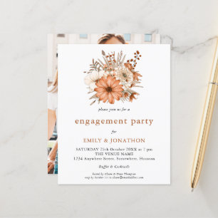 Budget Autumn Floral Photo Engagement Invitation