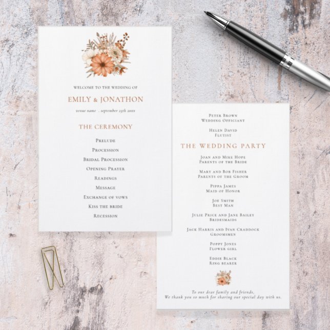 Budget Autumn Florals Foliage Wedding Program (Creator Uploaded)