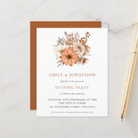 BUDGET Autumn Florals Wedding Evening Party Invite