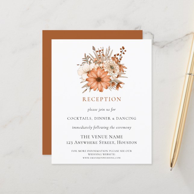 Budget Autumn Florals Wedding Reception Details (Front/Back In Situ)