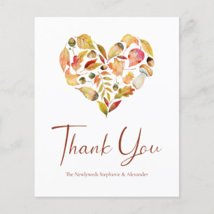 Budget Autumn Leaves Wedding Thank You Card