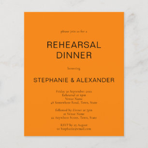 Budget Autumn Orange Rehearsal Dinner Invite