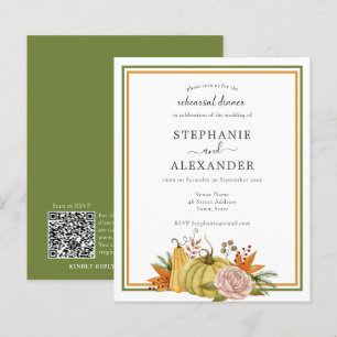 Budget Autumn Pumpkin Wedding Rehearsal QR Invite