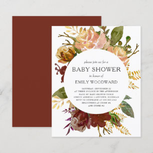 Budget Autumn Rustic Floral Baby Shower Invitation