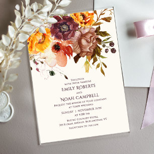 Budget Autumn Rustic Plum Orange Floral Wedding Acrylic Invitations