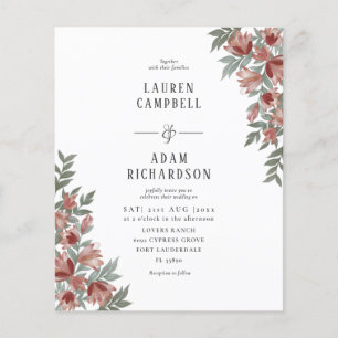 Budget Autumn Terracotta Floral Wedding Invitation
