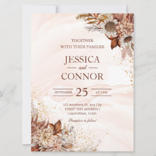 Budget Autumn Watercolor Floral Wedding Invitation