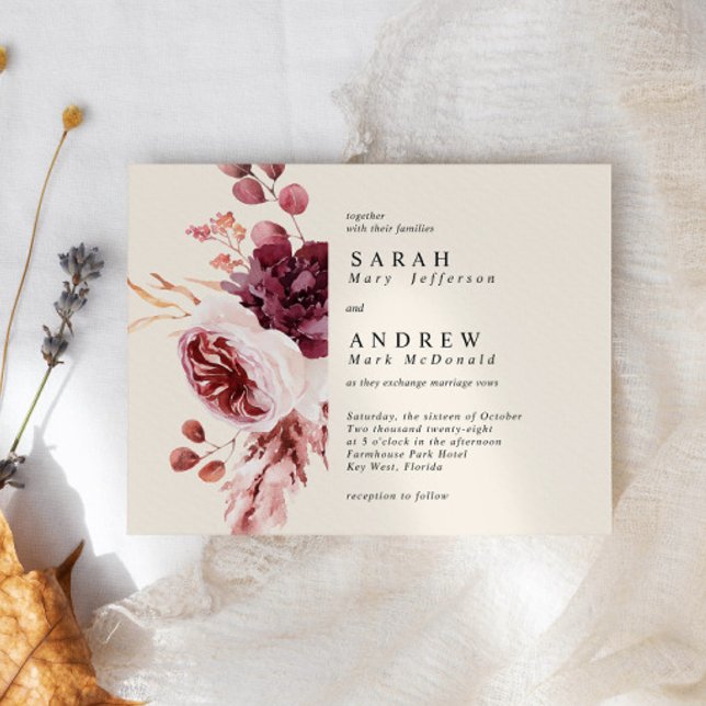 Budget Autumn Watercolor Floral Wedding Invitation (Creator Uploaded)