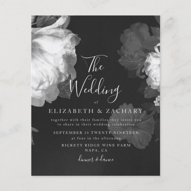 Budget B&W Antique Vintage Floral Wedding  (Front)