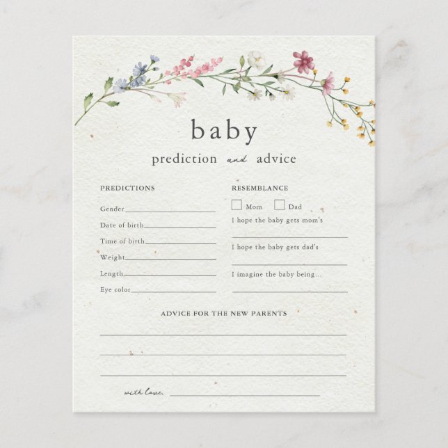 Budget Baby Advice and Predictions Baby Shower (Front)