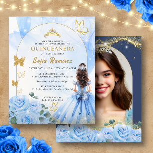 Budget Baby Blue Dress Princess Photo Quinceañera