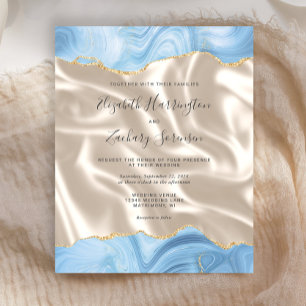 Budget Baby Blue Gold Agate Ivory Silk Wedding