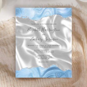 Budget Baby Blue Silver Agate White Silk Wedding