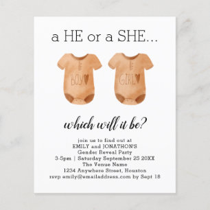 Budget Baby Clothes He She Gender Reveal Invite