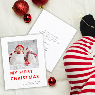 Budget Baby First Christmas Photo Holiday Card