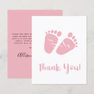 Budget Baby Girl Feet Pink Shower Thank You Card
