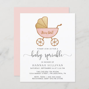Budget Baby Girl Sprinkle Pink Carriage  Invite