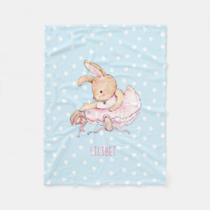BUDGET Baby Girls Gift Named - Bunny Rabbit Ballet Fleece Blanket
