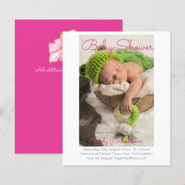 BUDGET Baby Girls Photo Announcement Cute Cards (Front/Back)