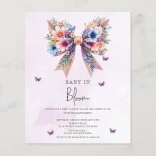 Budget Baby in Bloom Bow Girl Baby Shower Invite