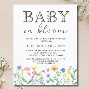 Budget Baby in Bloom Floral Baby Shower Invite