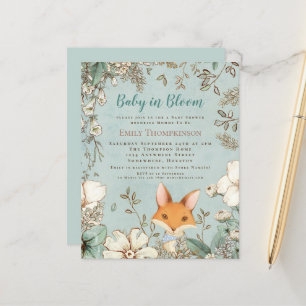 Budget Baby In Bloom Fox Boy Baby Shower Invite