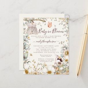 Budget Baby in Bloom Girl Shower Cream Invite