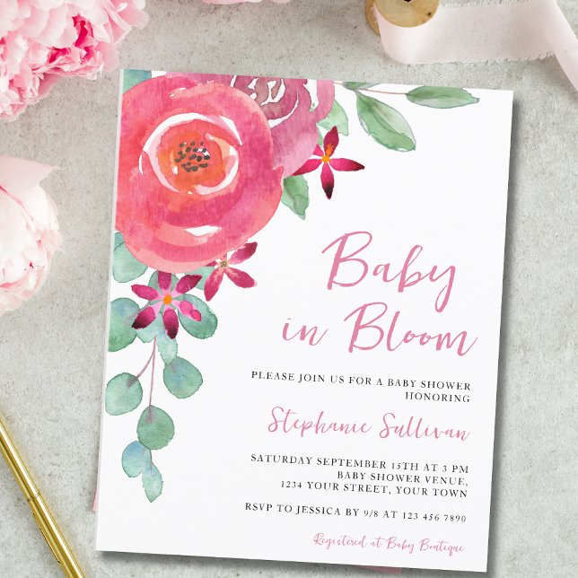 Budget Baby In Bloom Girl's Baby Shower Invitation (Creator Uploaded)
