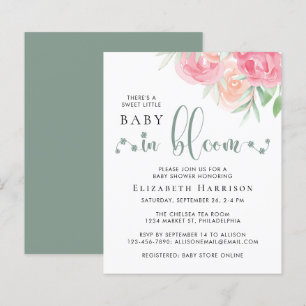 Budget Baby in Bloom Pink Floral Shower Invitation