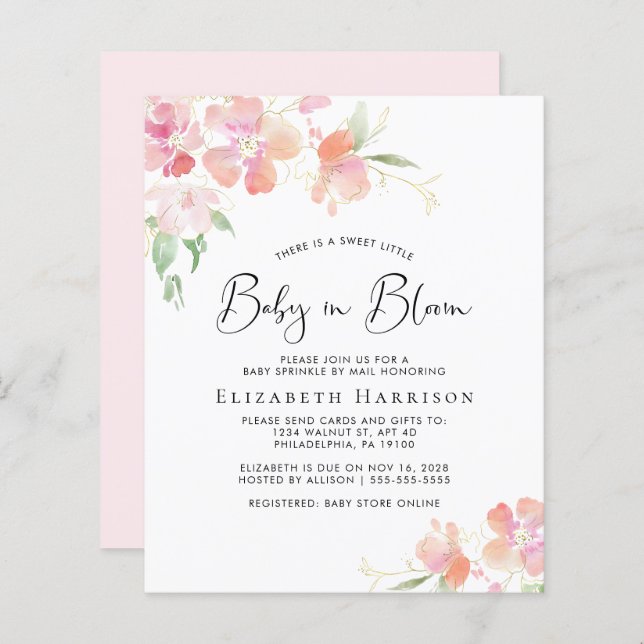 Budget Baby in Bloom Pink Floral Sprinkle By Mail (Front/Back)