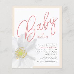 BUDGET Baby in Bloom Watercolor White Floral Chic Flyer