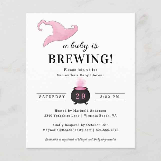 Budget Baby is Brewing Bridal Shower Invitation Flyer (Front)
