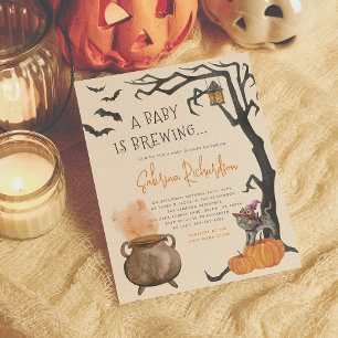 Budget Baby Is Brewing Cute Halloween Baby Shower